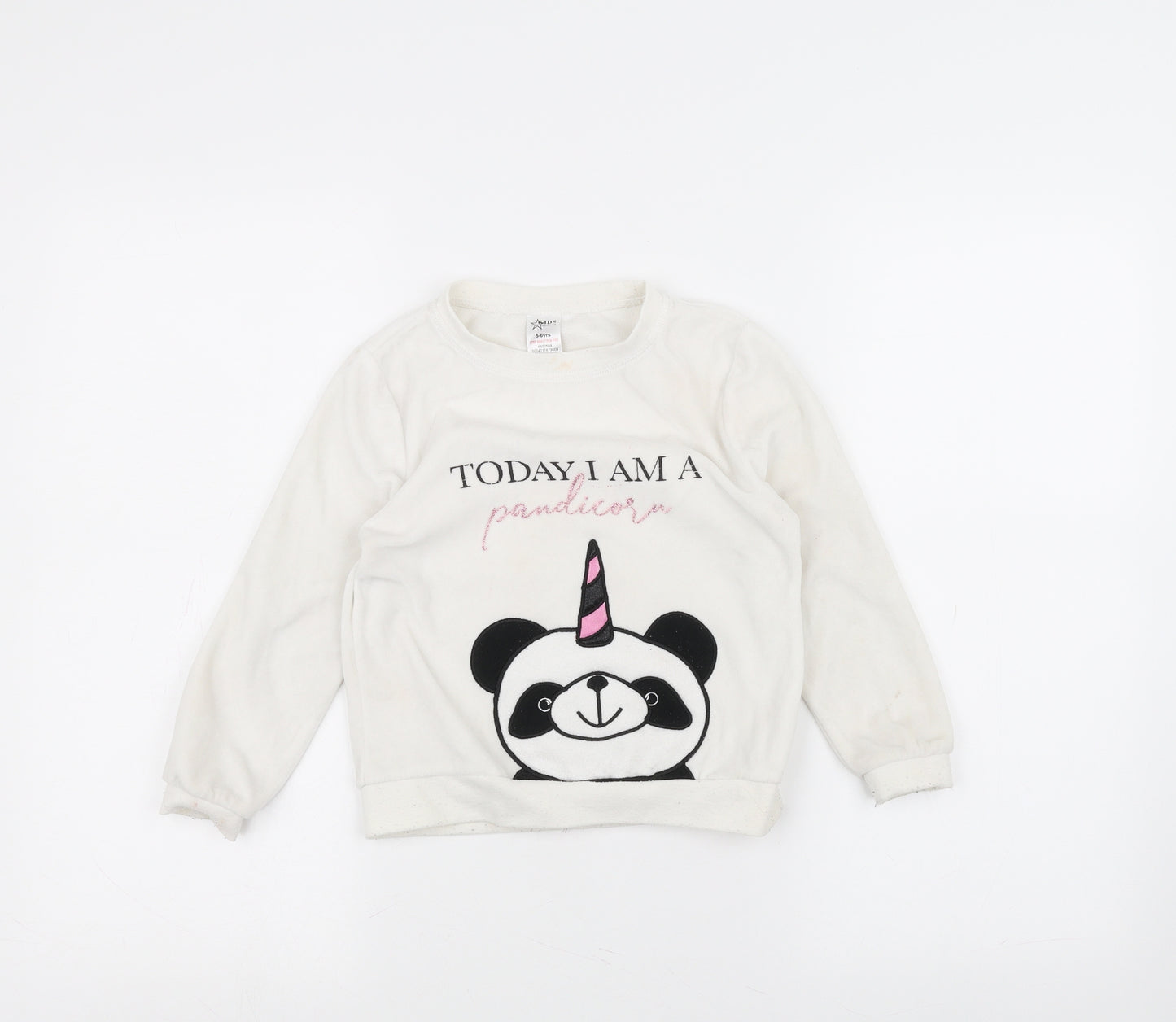 Peacocks Girls White   Pullover Jumper Size 5-6 Years  - Panda