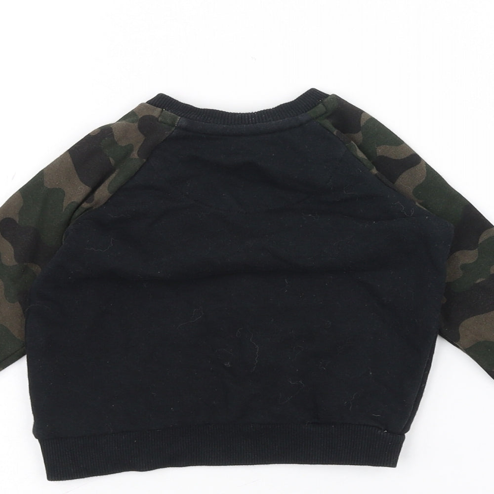 Fred & flo  Black Camouflage  Pullover Jumper Size 6-9 Months