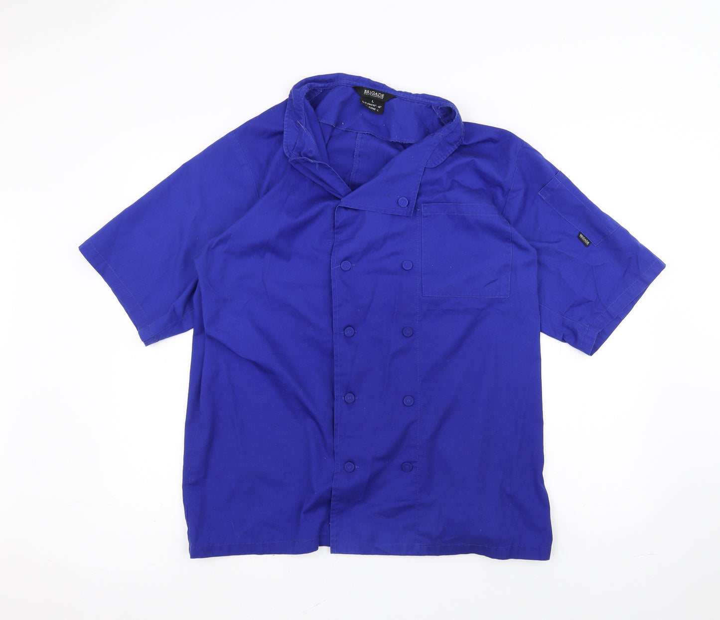 Brigade Mens Blue    Dress Shirt Size L  - Chefswear