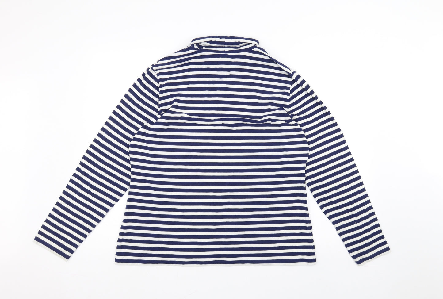 Lands' End Womens White Striped  Basic T-Shirt Size L