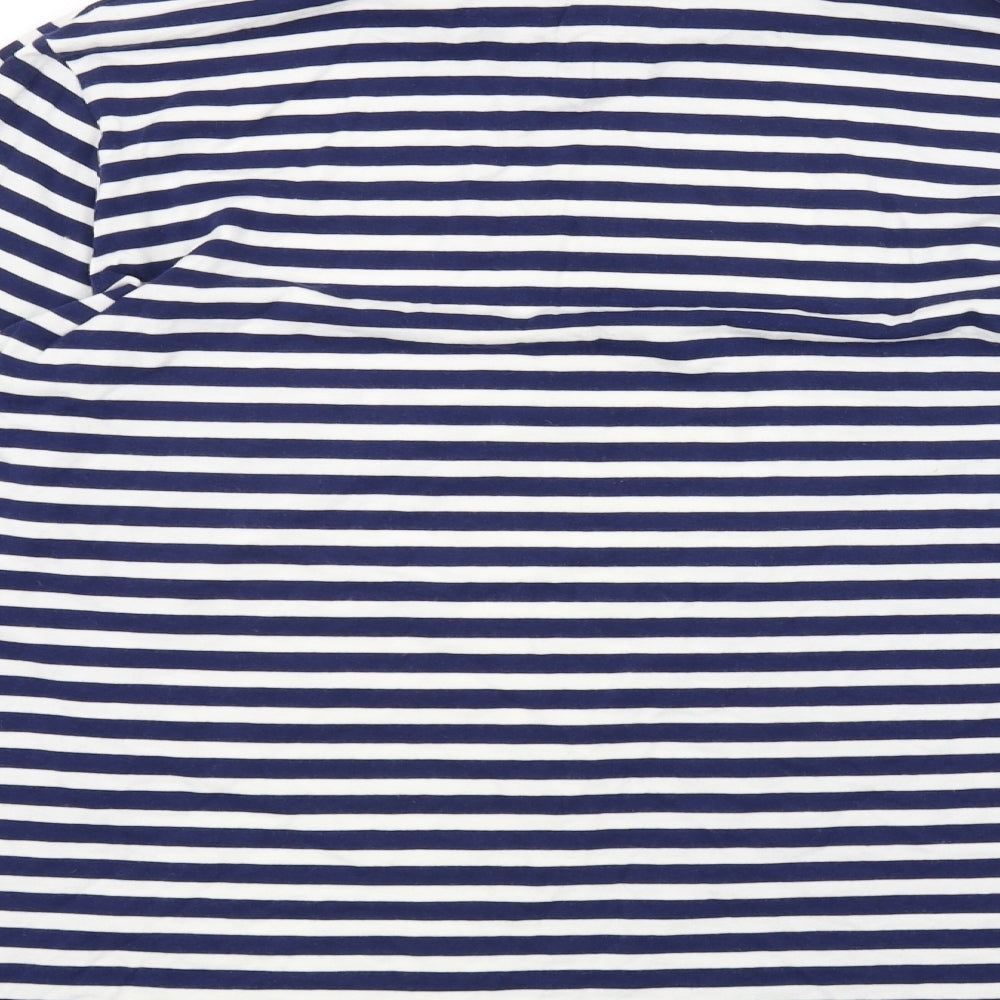 Lands' End Womens White Striped  Basic T-Shirt Size L