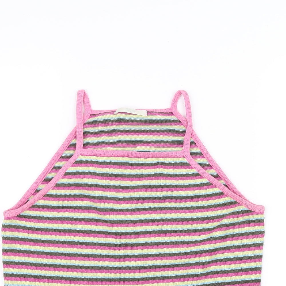 Marks and Spencer Womens Pink Striped  Basic T-Shirt Size 14