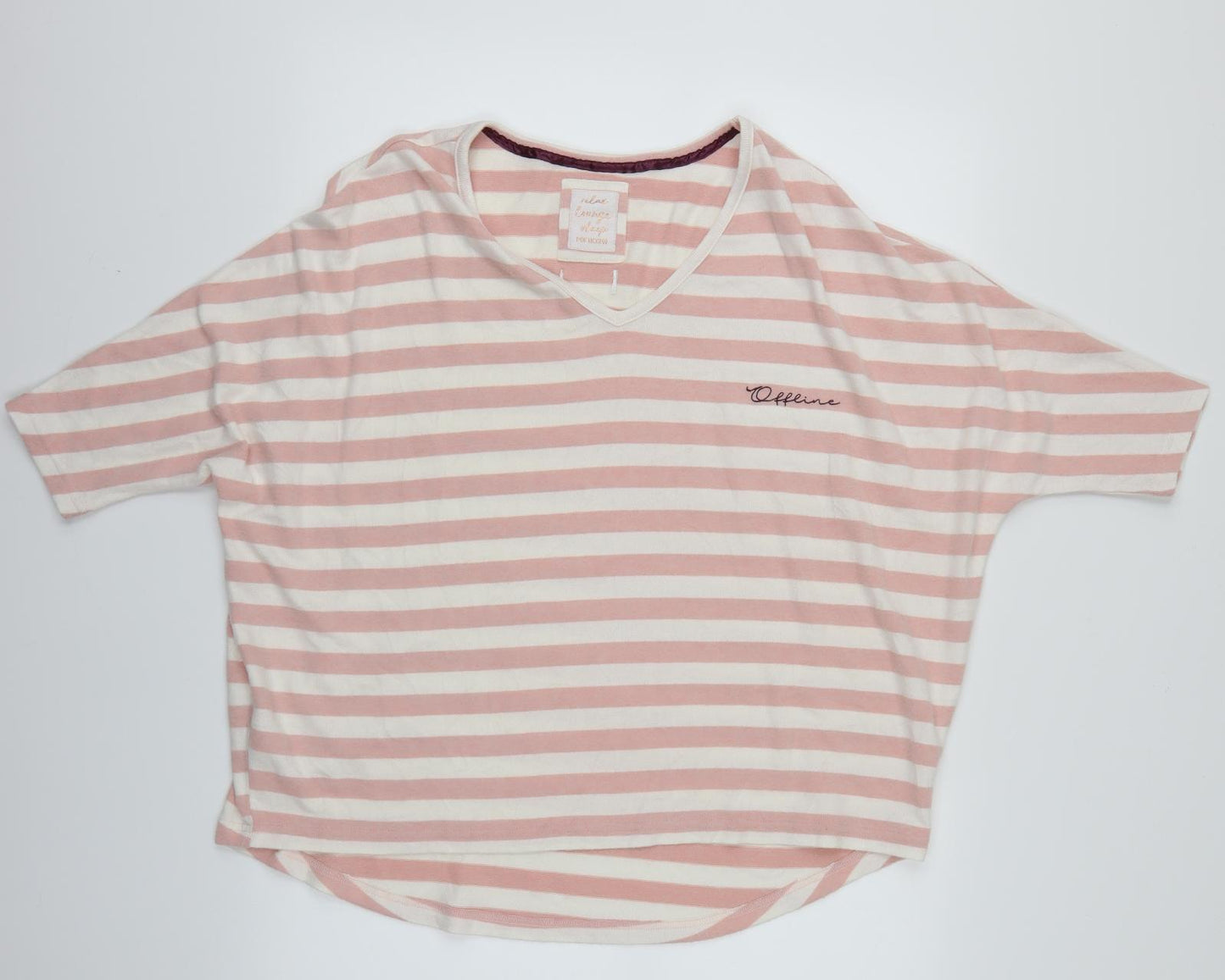 poeticgem Womens Pink Striped  Basic T-Shirt One Size