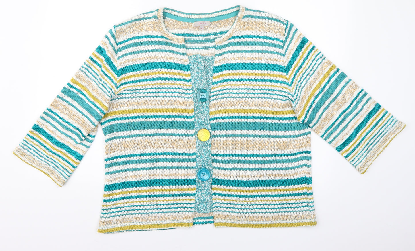 Per Una Womens Multicoloured Striped  Cardigan Jumper Size XL