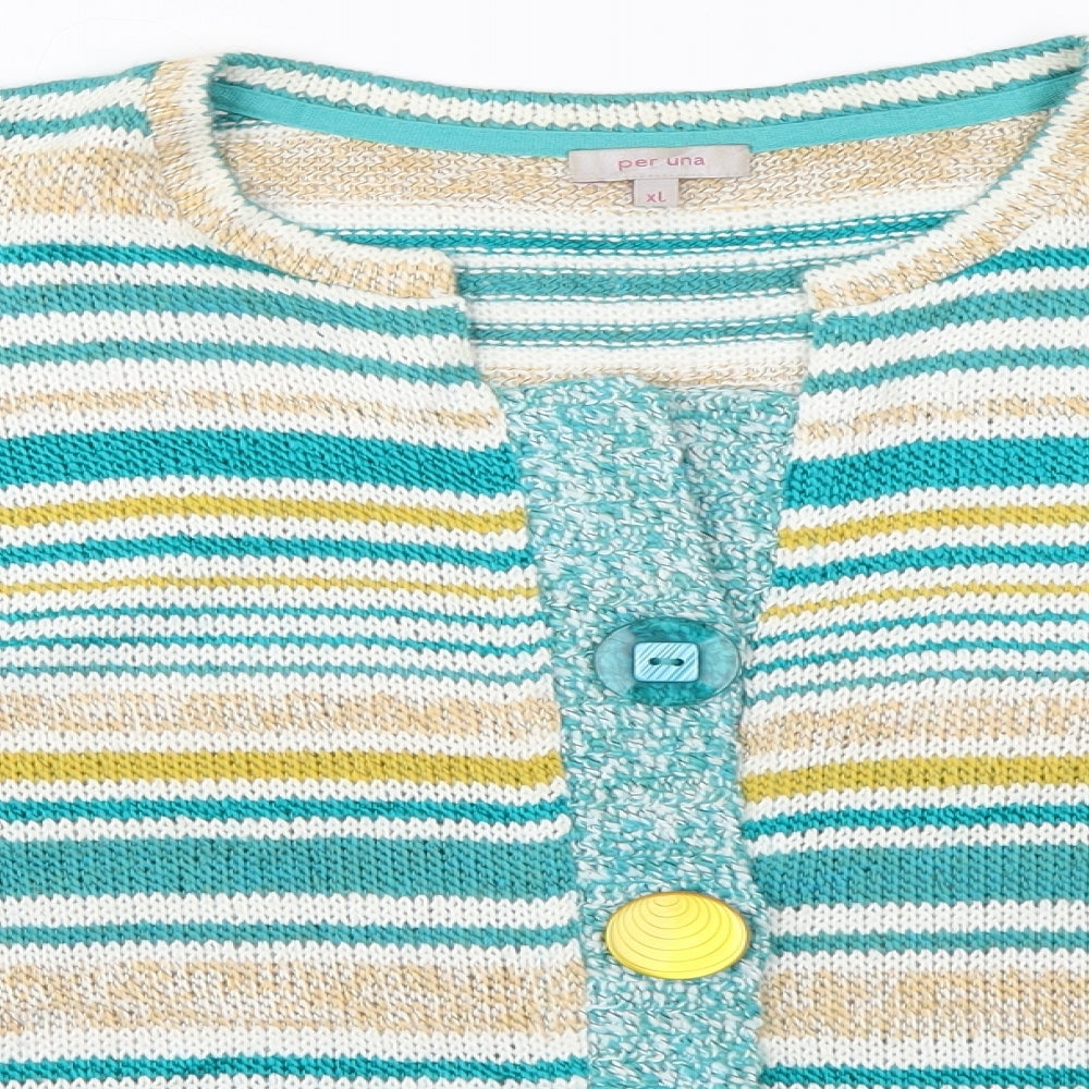 Per Una Womens Multicoloured Striped  Cardigan Jumper Size XL