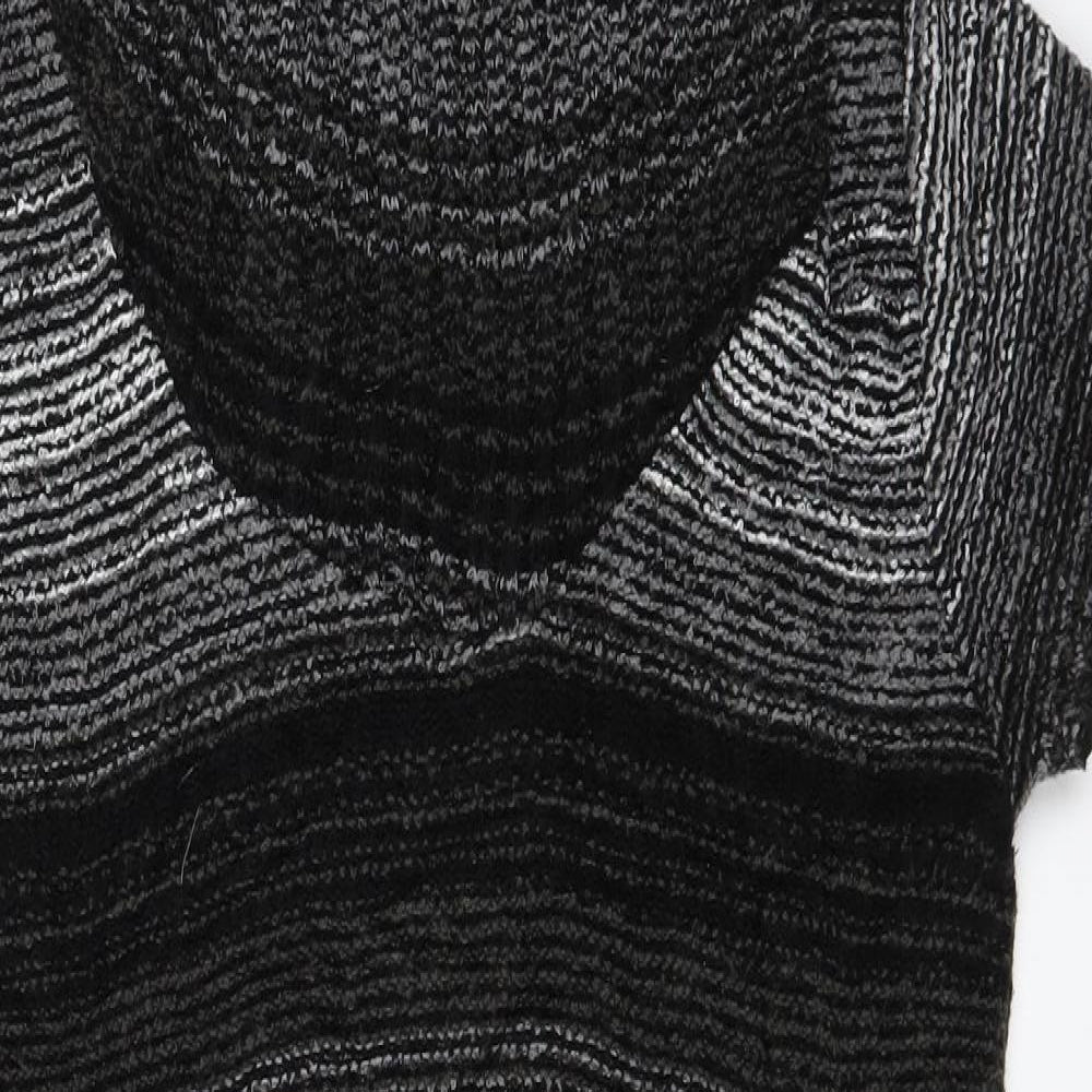 Preworn Womens Black Striped  Pullover Jumper Size 14