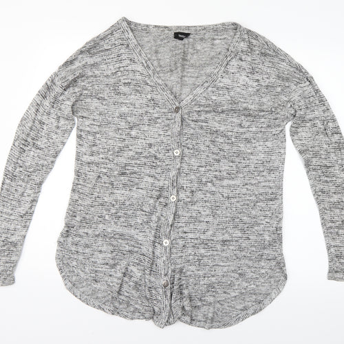 Preworn Womens Grey Striped  Cardigan Jumper Size M