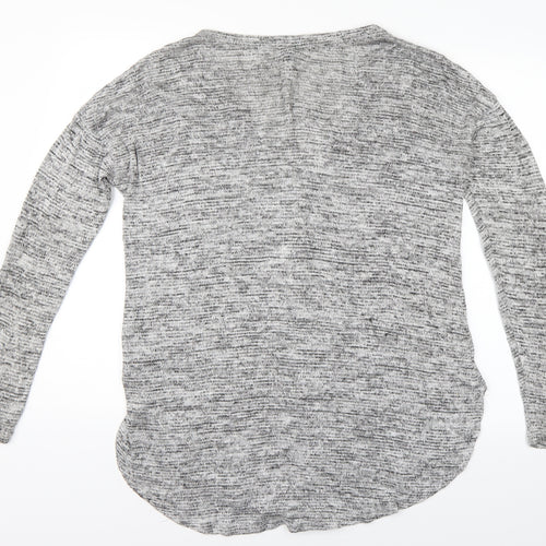 Preworn Womens Grey Striped  Cardigan Jumper Size M