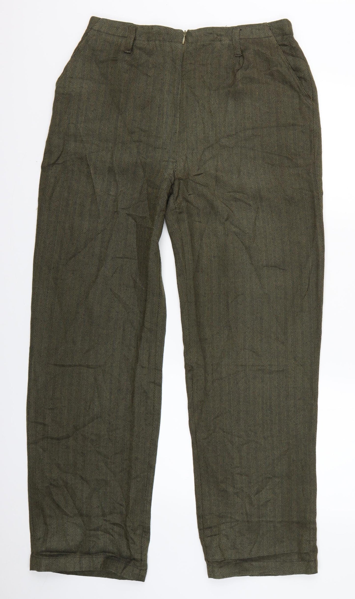 Patra Womens Green Herringbone  Trousers  Size L L28 in