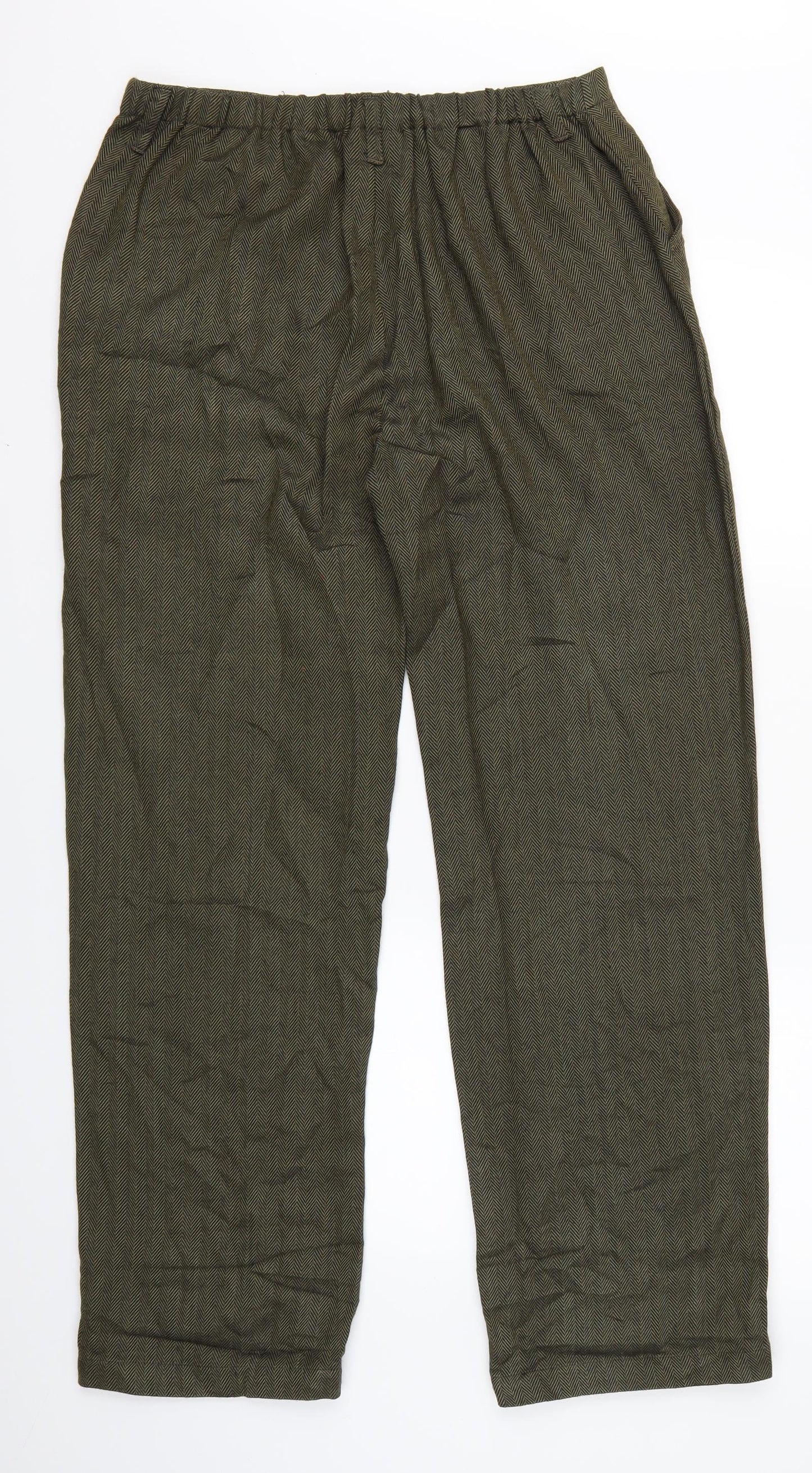 Patra Womens Green Herringbone  Trousers  Size L L28 in