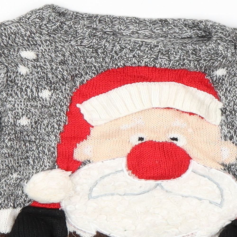 F&F Boys Grey   Pullover Jumper Size 3-4 Years  - Christmas xmas santa chimney