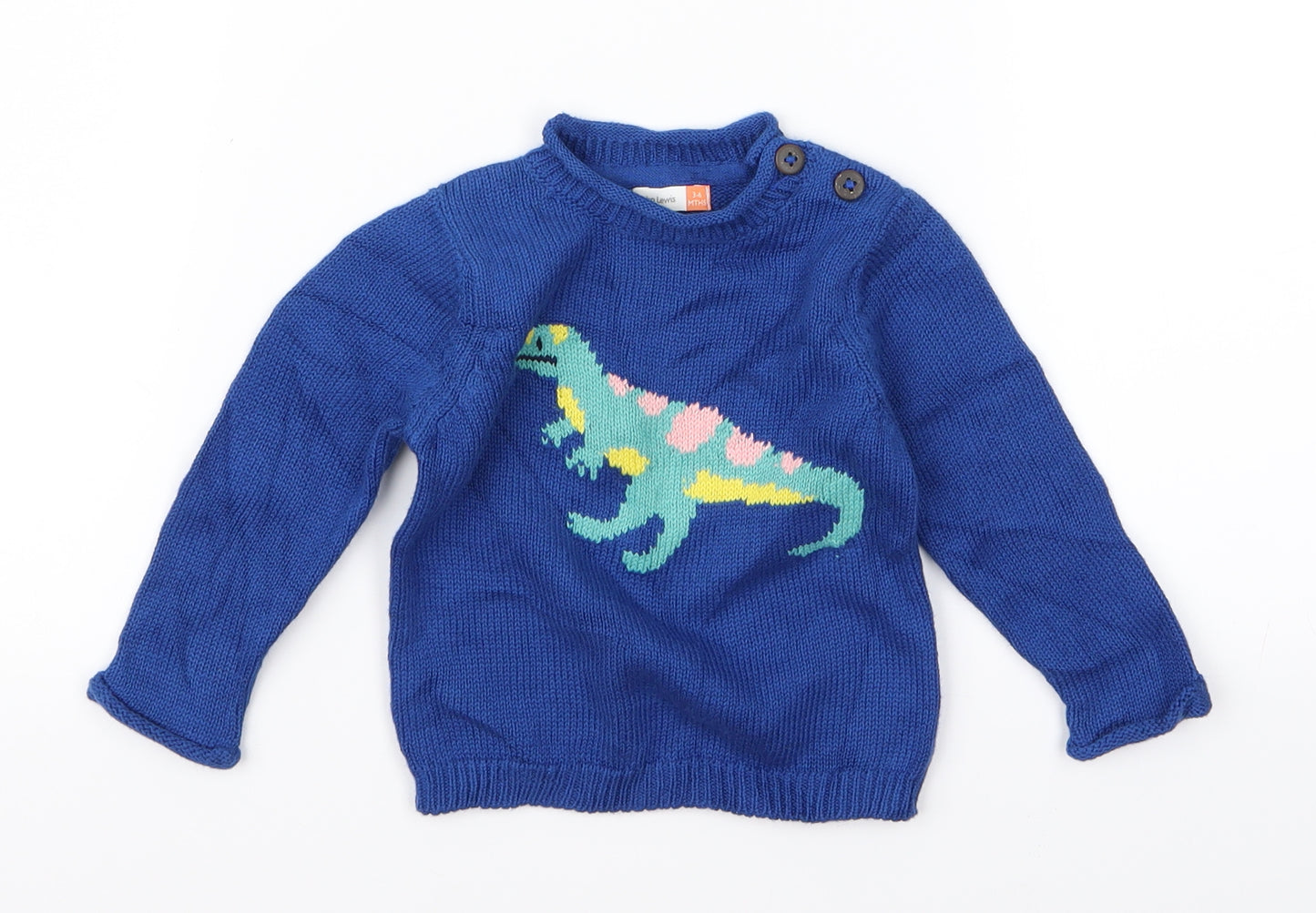 John Lewis Baby Blue   Pullover Jumper Size 3-6 Months  - DINOSAUR