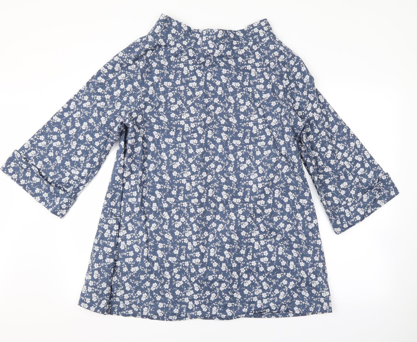 Preworn Womens Blue Floral  Basic T-Shirt Size XL