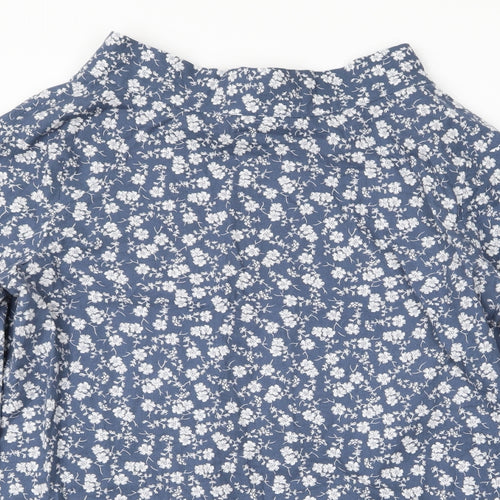 Preworn Womens Blue Floral  Basic T-Shirt Size XL