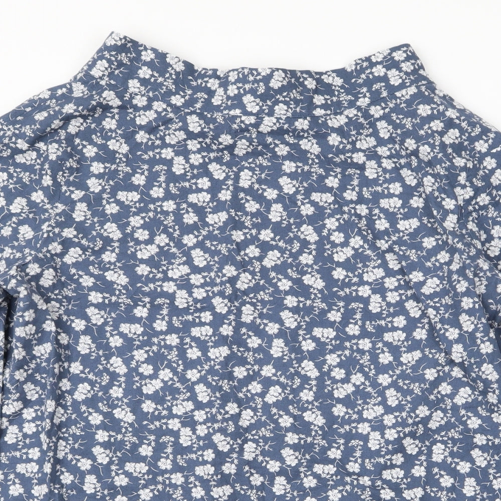 Preworn Womens Blue Floral  Basic T-Shirt Size XL