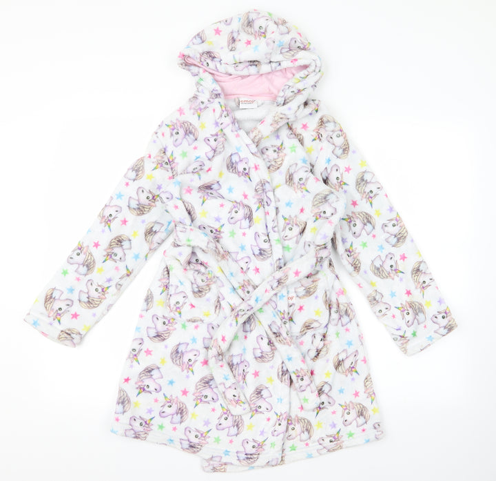 Emoji Girls Grey Animal Print Top Robe Size M - Unicorn