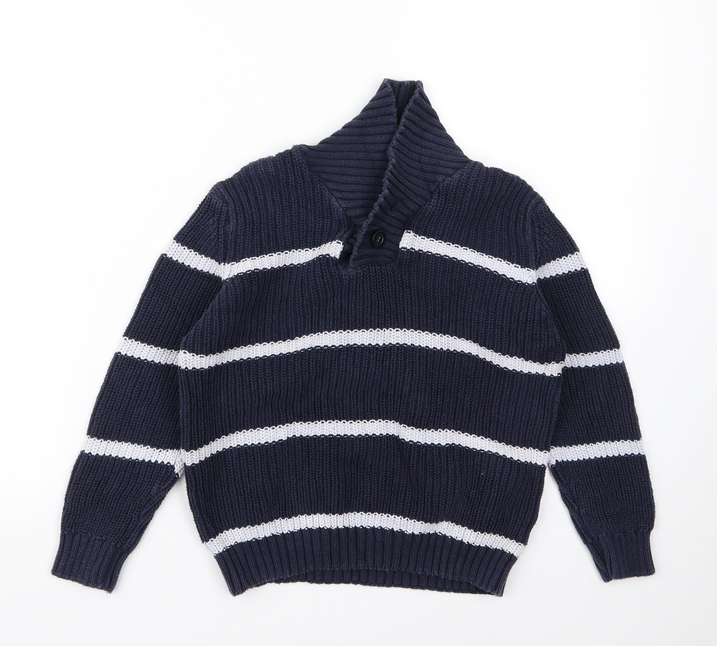 m&s Boys Blue Striped  Pullover Jumper Size 10 Years