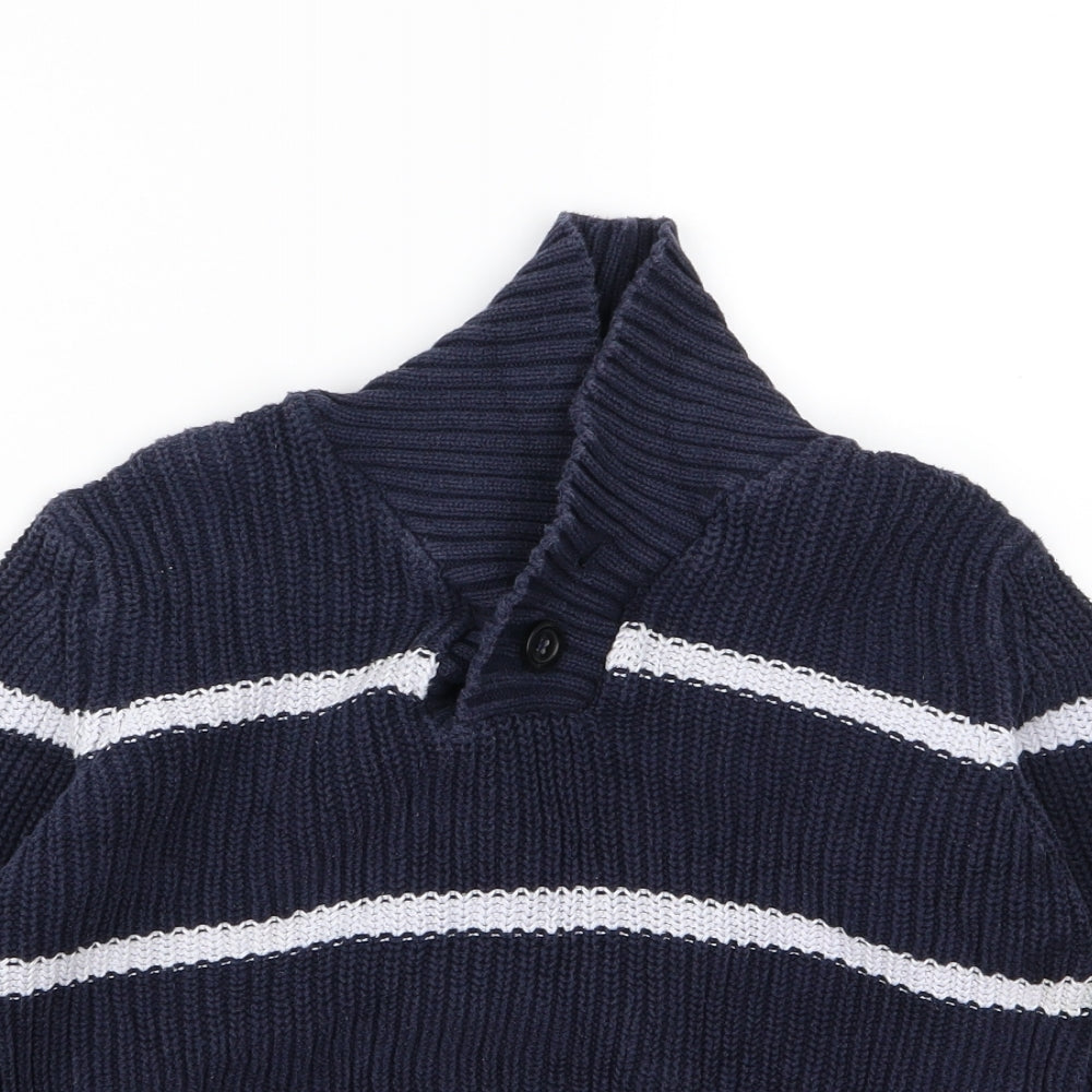 m&s Boys Blue Striped  Pullover Jumper Size 10 Years