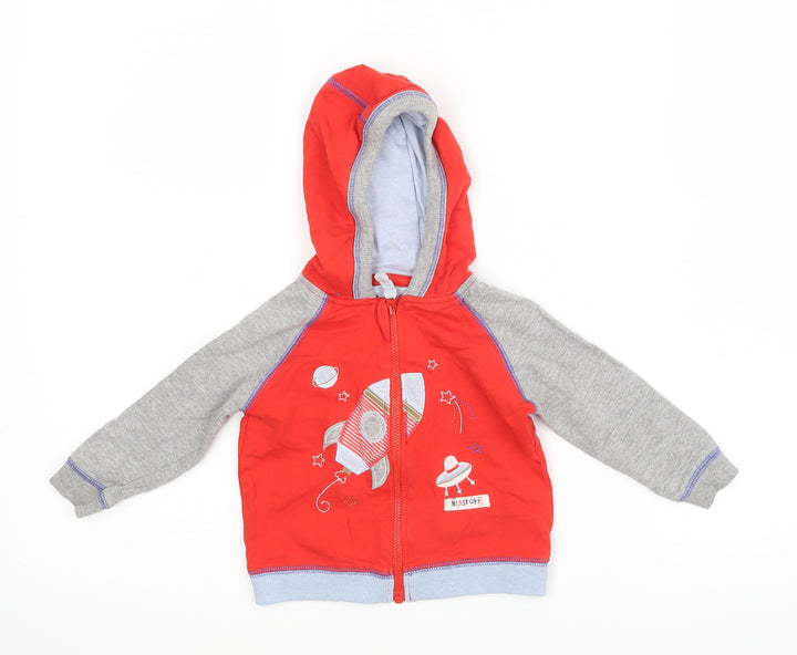 TU Baby Red Full Zip Jumper Size 6-9 Months - Rockets