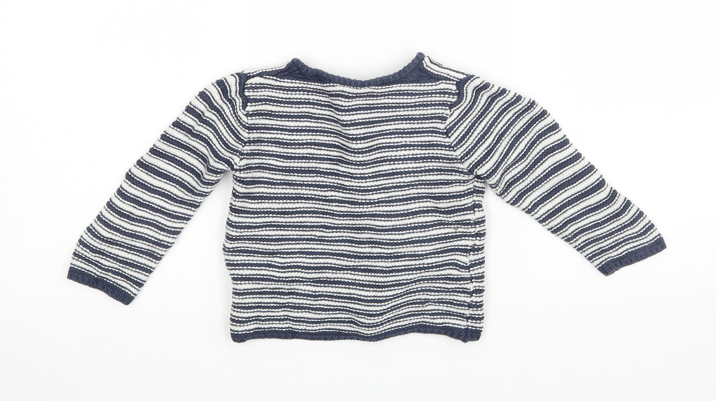 M&S Baby Blue Striped  Cardigan Jumper Size 9-12 Months