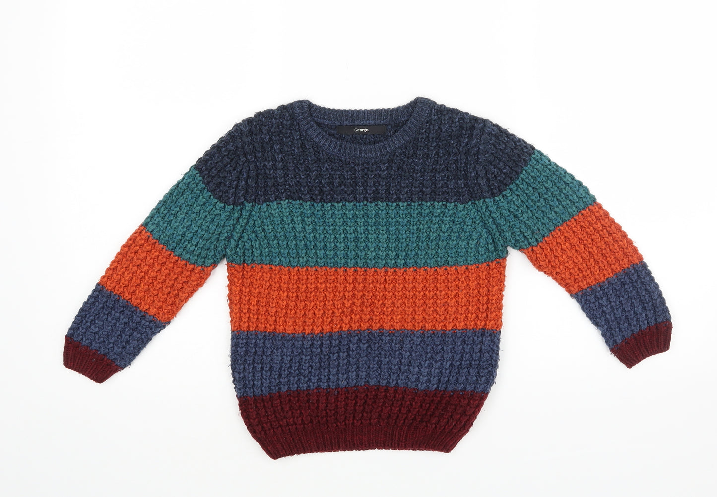 George Boys Multicoloured Striped  Pullover Jumper Size 3-4 Years