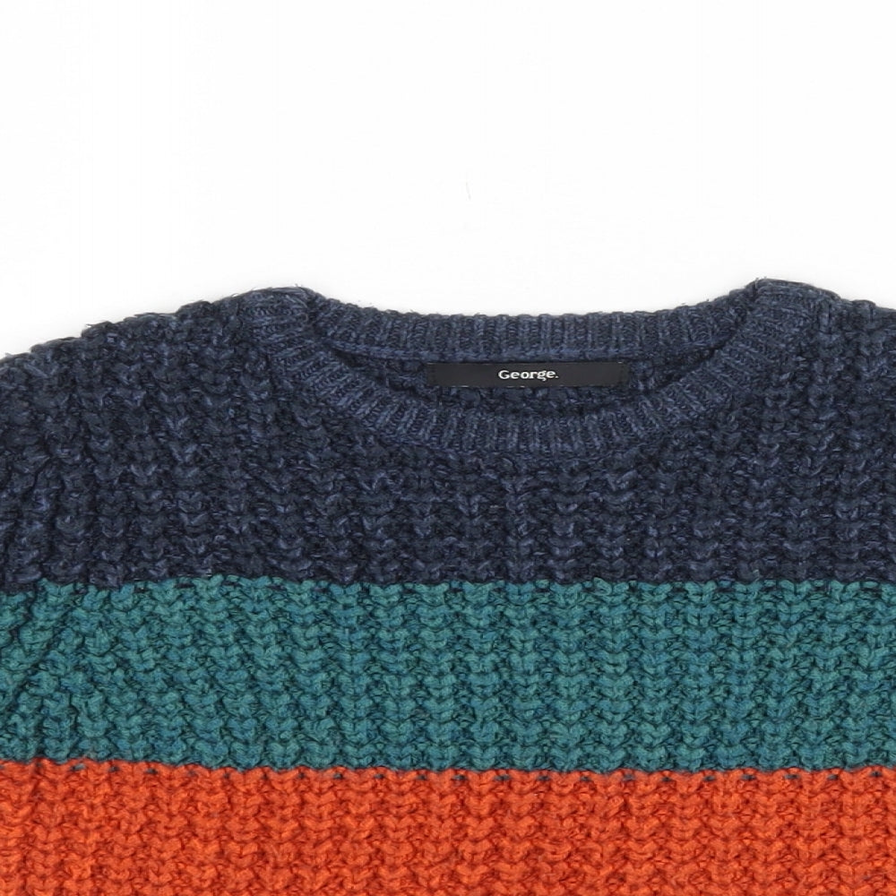 George Boys Multicoloured Striped  Pullover Jumper Size 3-4 Years
