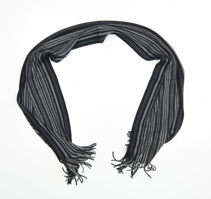 Preworn Unisex Black Striped   Scarf