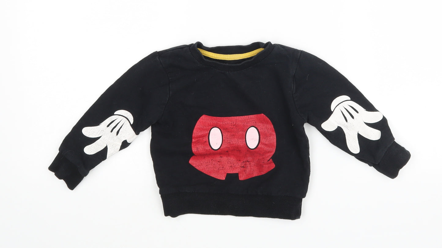 Primark Disney Baby Black   Pullover Jumper Size 9-12 Months  - MICKEY MOUSE