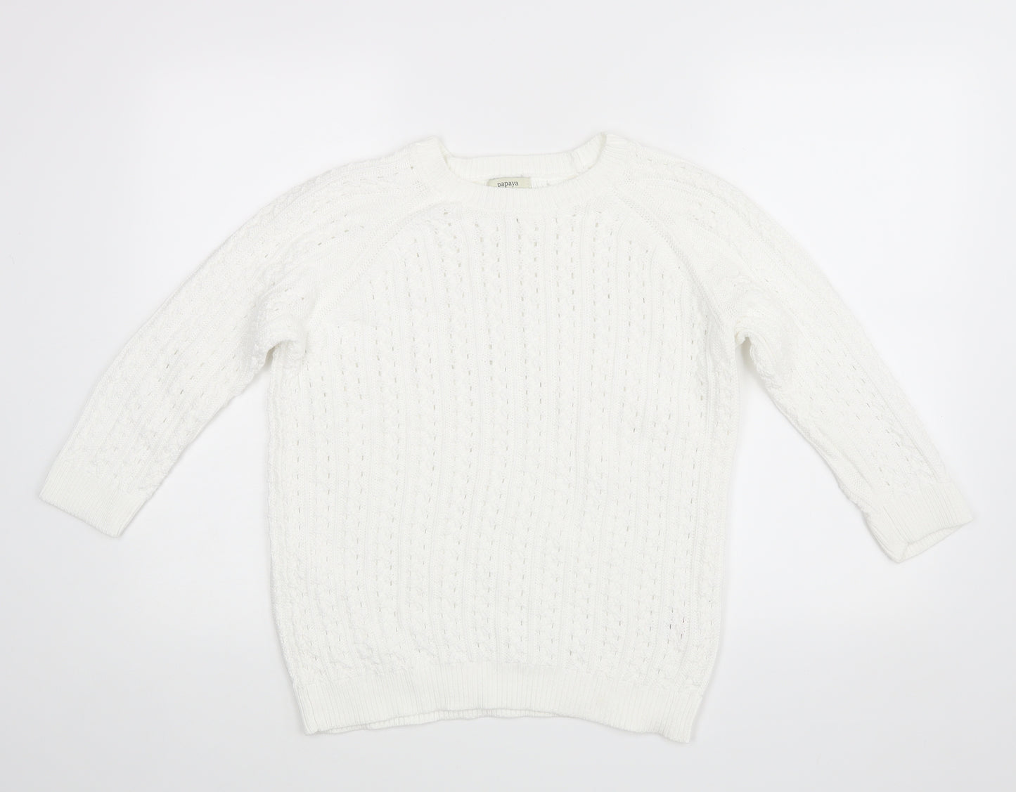 Papaya Womens White   Pullover Jumper Size M