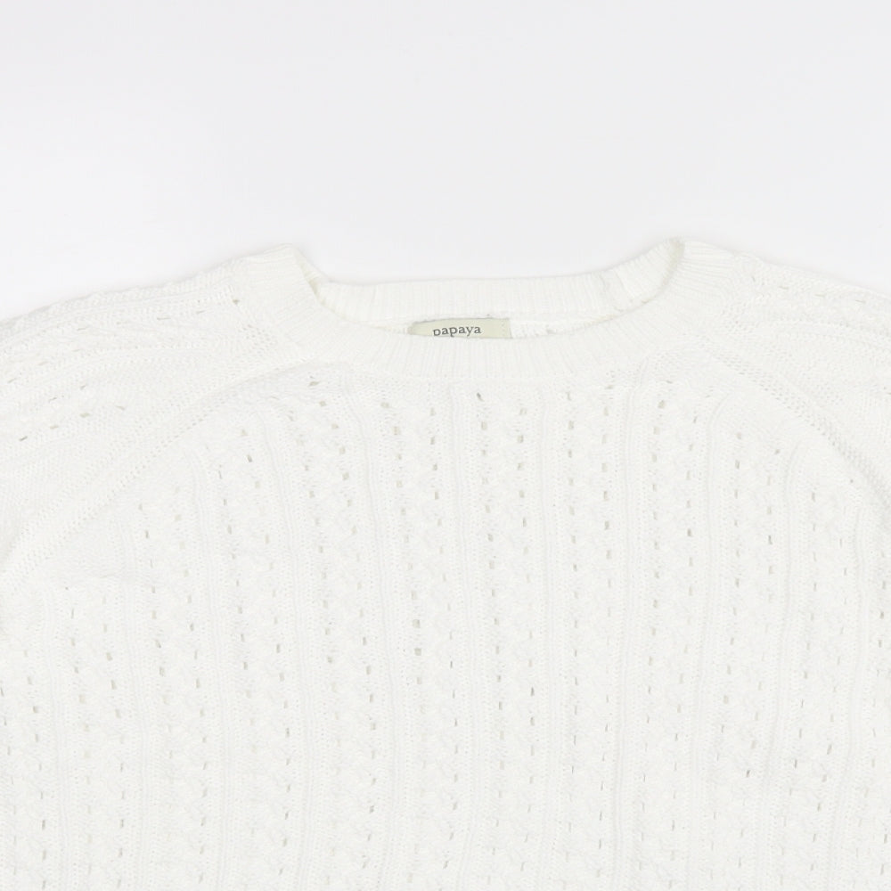 Papaya Womens White   Pullover Jumper Size M