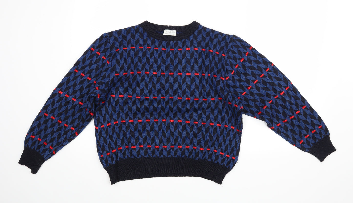 Preworn Boys Blue Geometric  Pullover Jumper