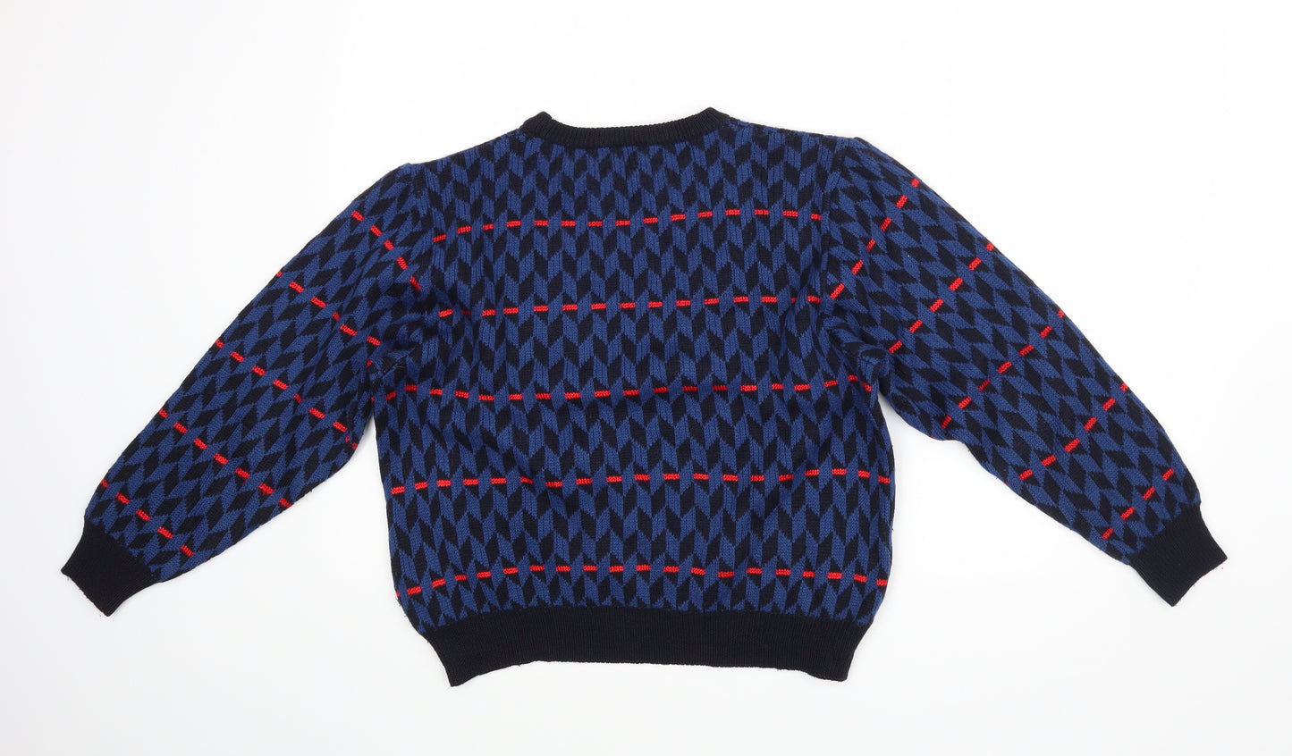 Preworn Boys Blue Geometric  Pullover Jumper