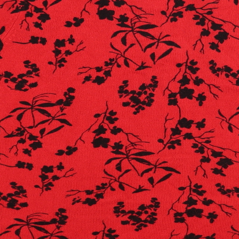 Papaya Womens Red Floral  Basic Blouse Size 12
