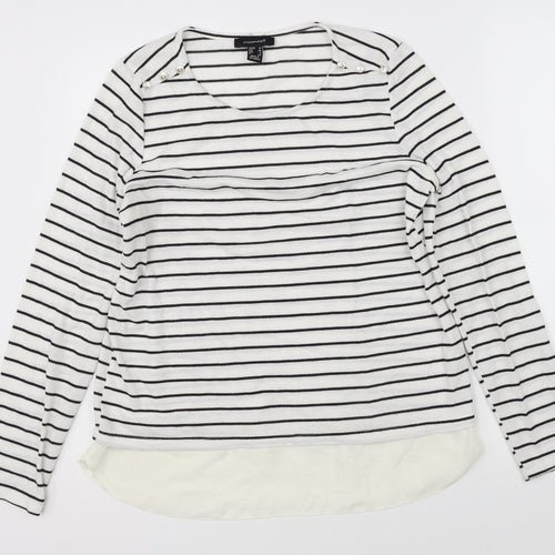 Atmosphere Womens White Striped  Pullover Jumper Size 12