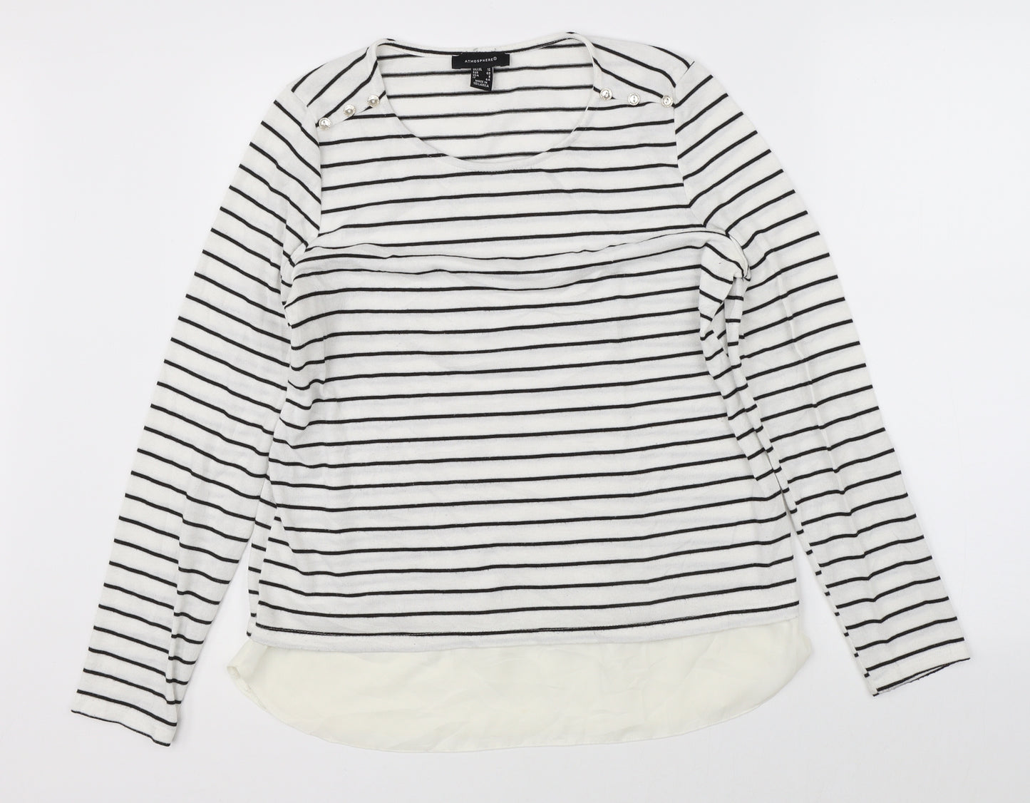 Atmosphere Womens White Striped  Pullover Jumper Size 12