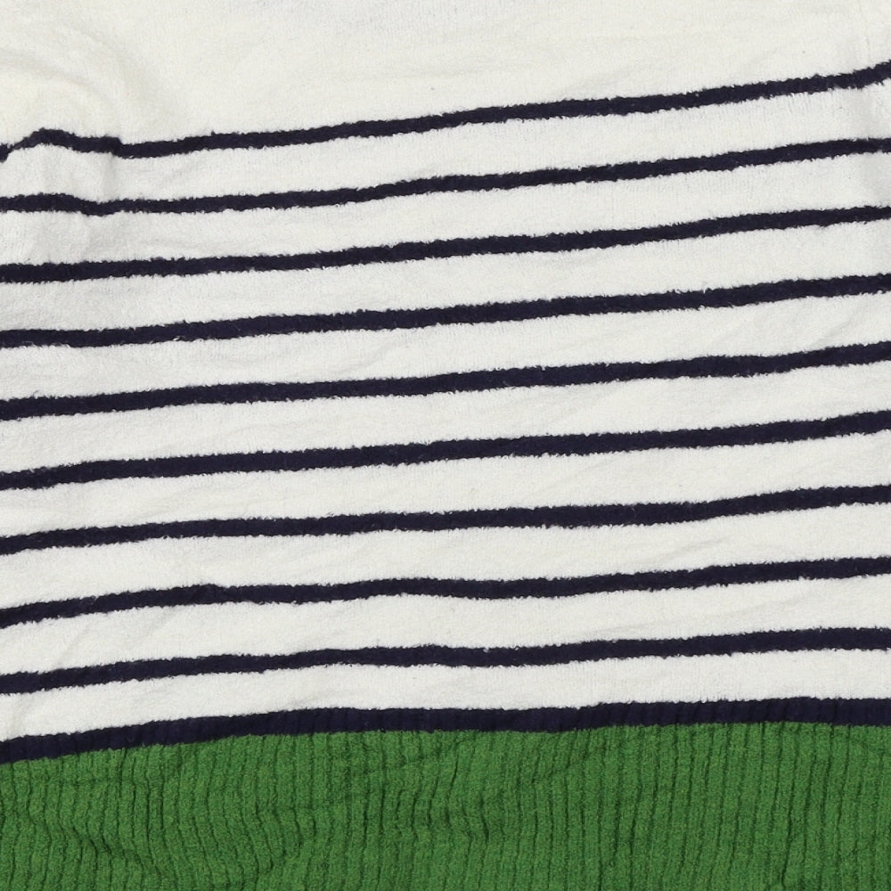 TU Womens White Striped Knit Pullover Jumper Size 10