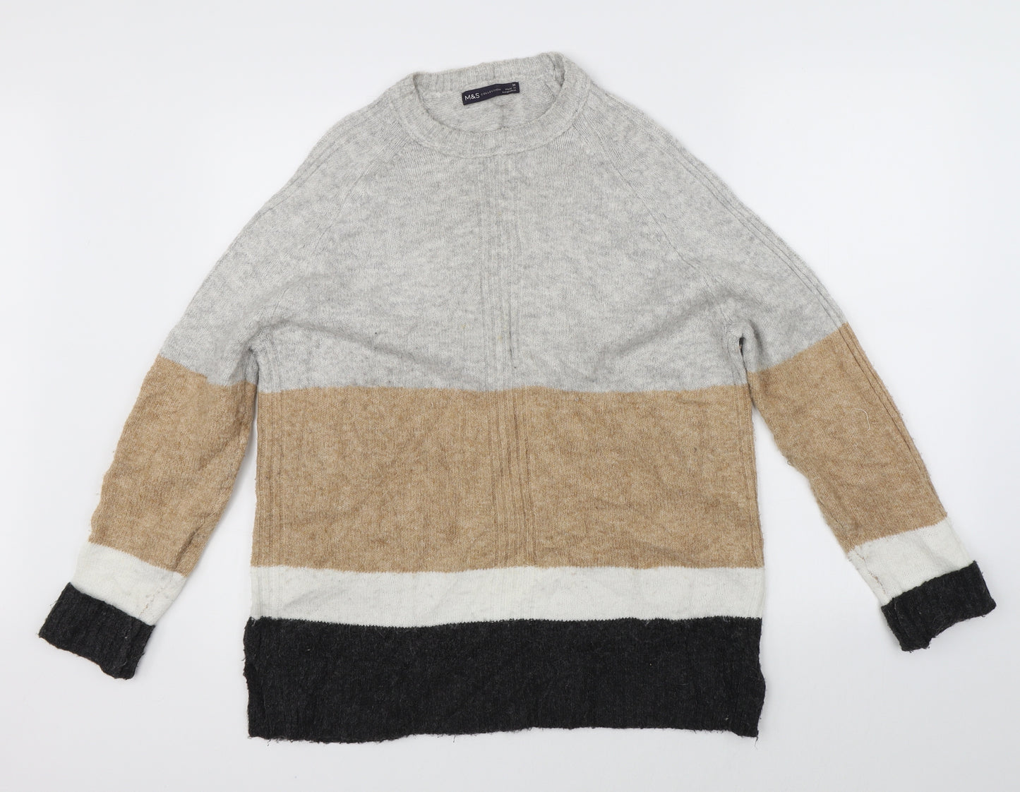 Marks & Spencer Womens Grey Striped  Pullover Jumper Size M