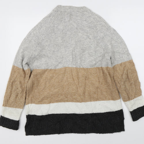 Marks & Spencer Womens Grey Striped  Pullover Jumper Size M