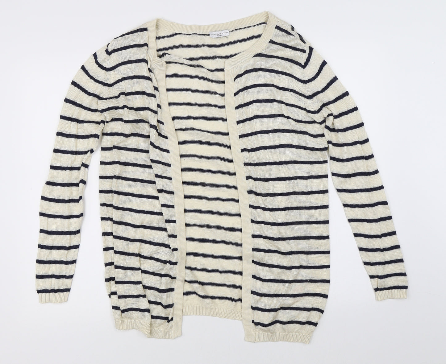 Jaqueline de Yong Womens Beige Striped  Cardigan Jumper Size XS