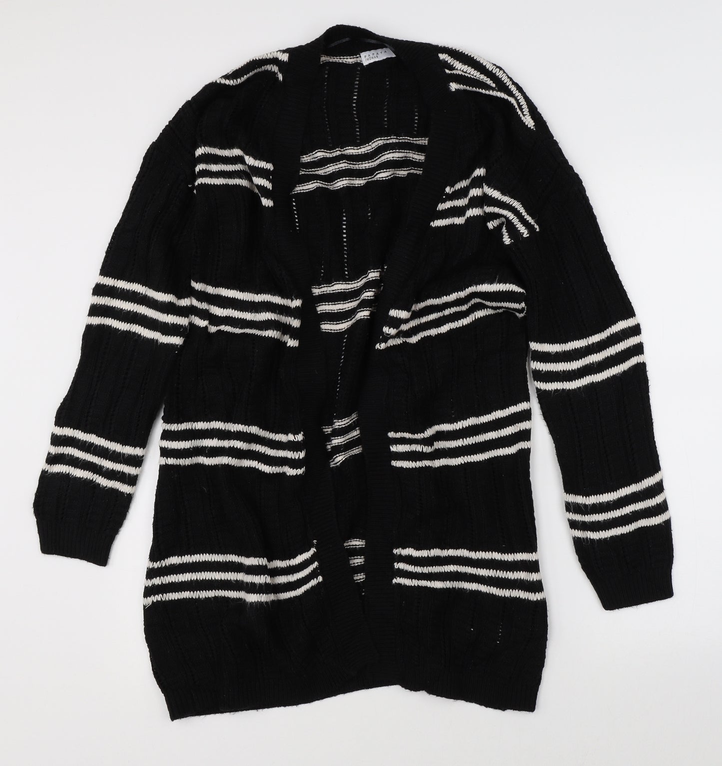 Papaya Womens Black Striped  Cardigan Jumper Size M
