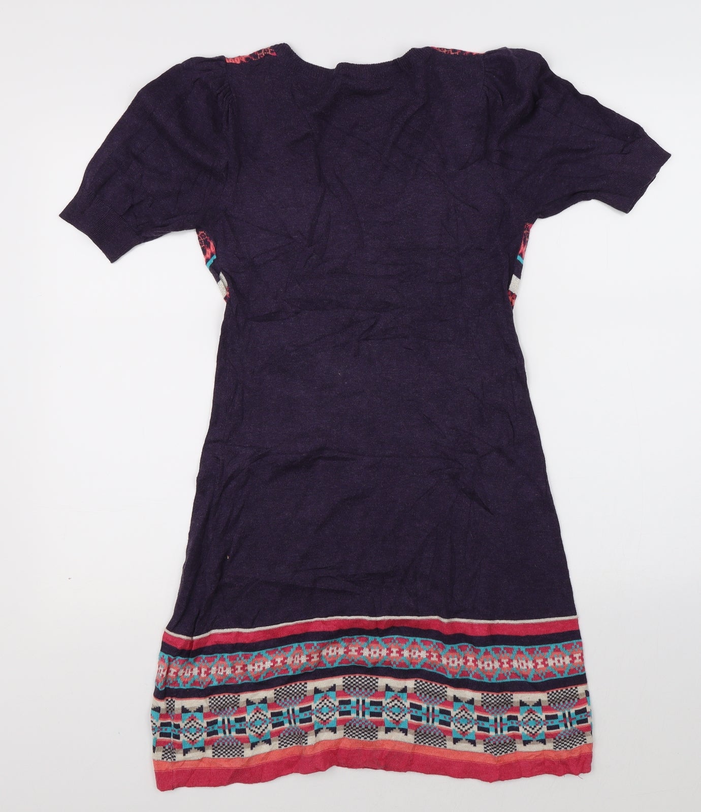Dorothy Perkins Womens Purple Fair Isle  T-Shirt Dress  Size 10