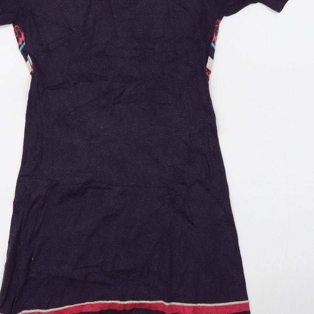 Dorothy Perkins Womens Purple Fair Isle  T-Shirt Dress  Size 10