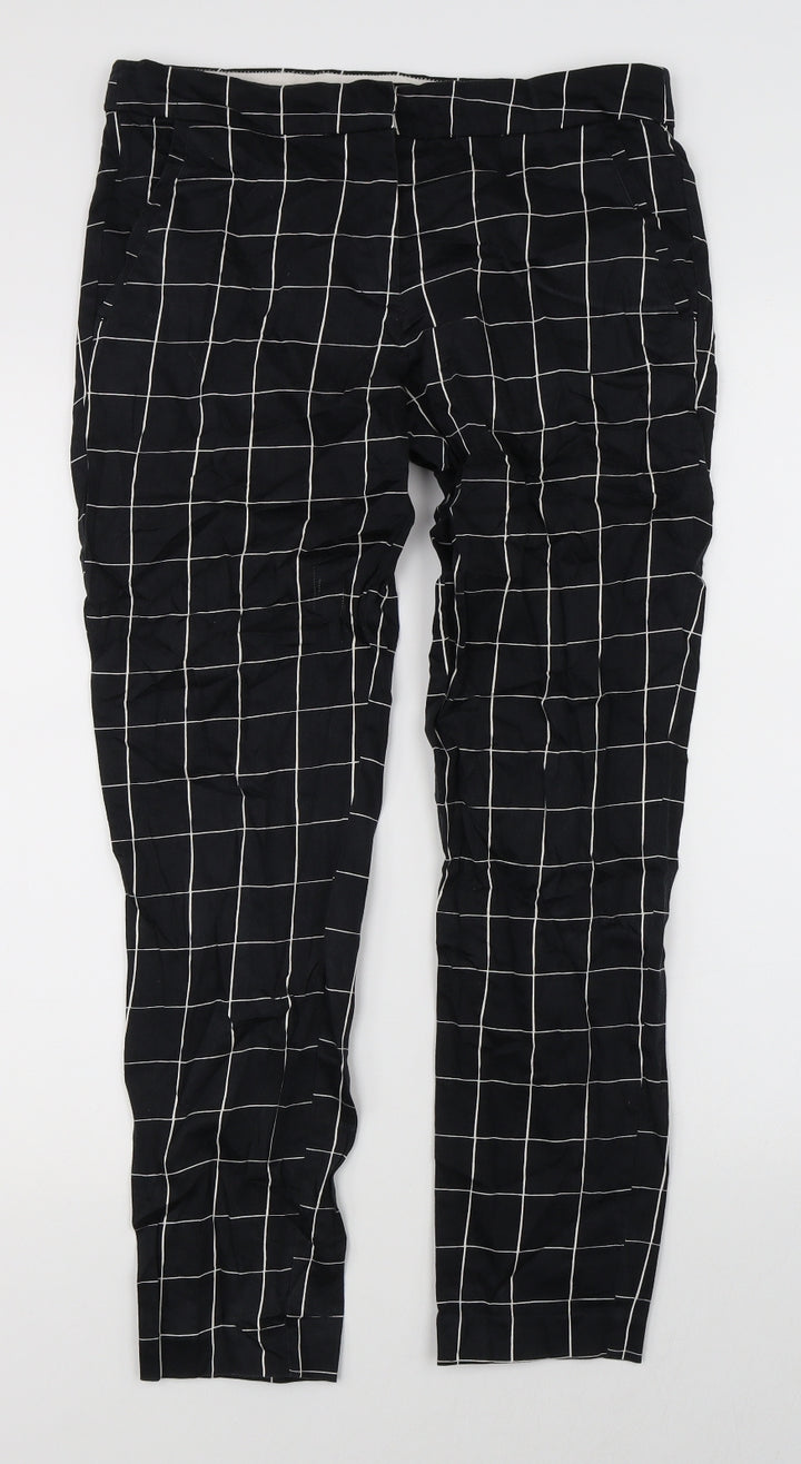 H&M Womens Black Check Trousers Size 6 L25 in