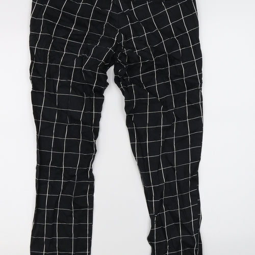 H&M Womens Black Check  Trousers  Size 6 L25 in
