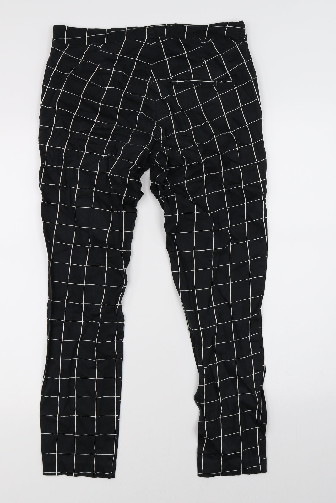 H&M Womens Black Check  Trousers  Size 6 L25 in