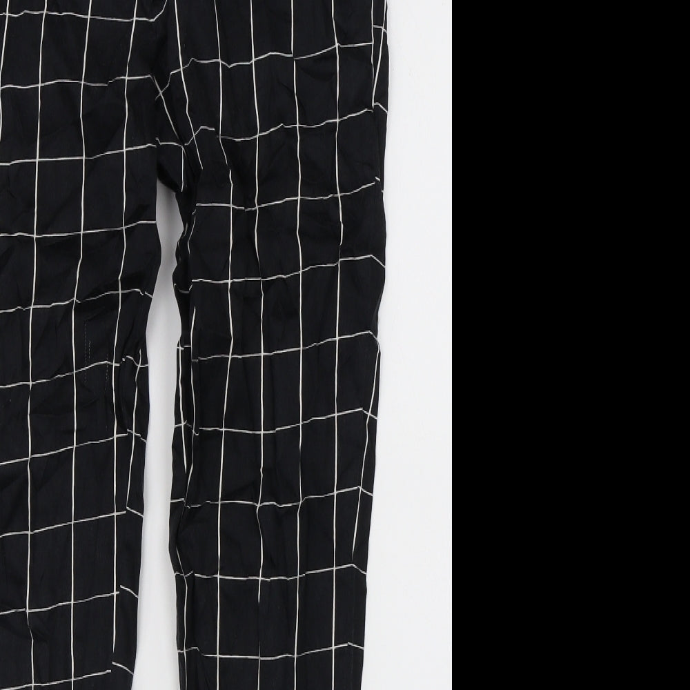 H&M Womens Black Check  Trousers  Size 6 L25 in