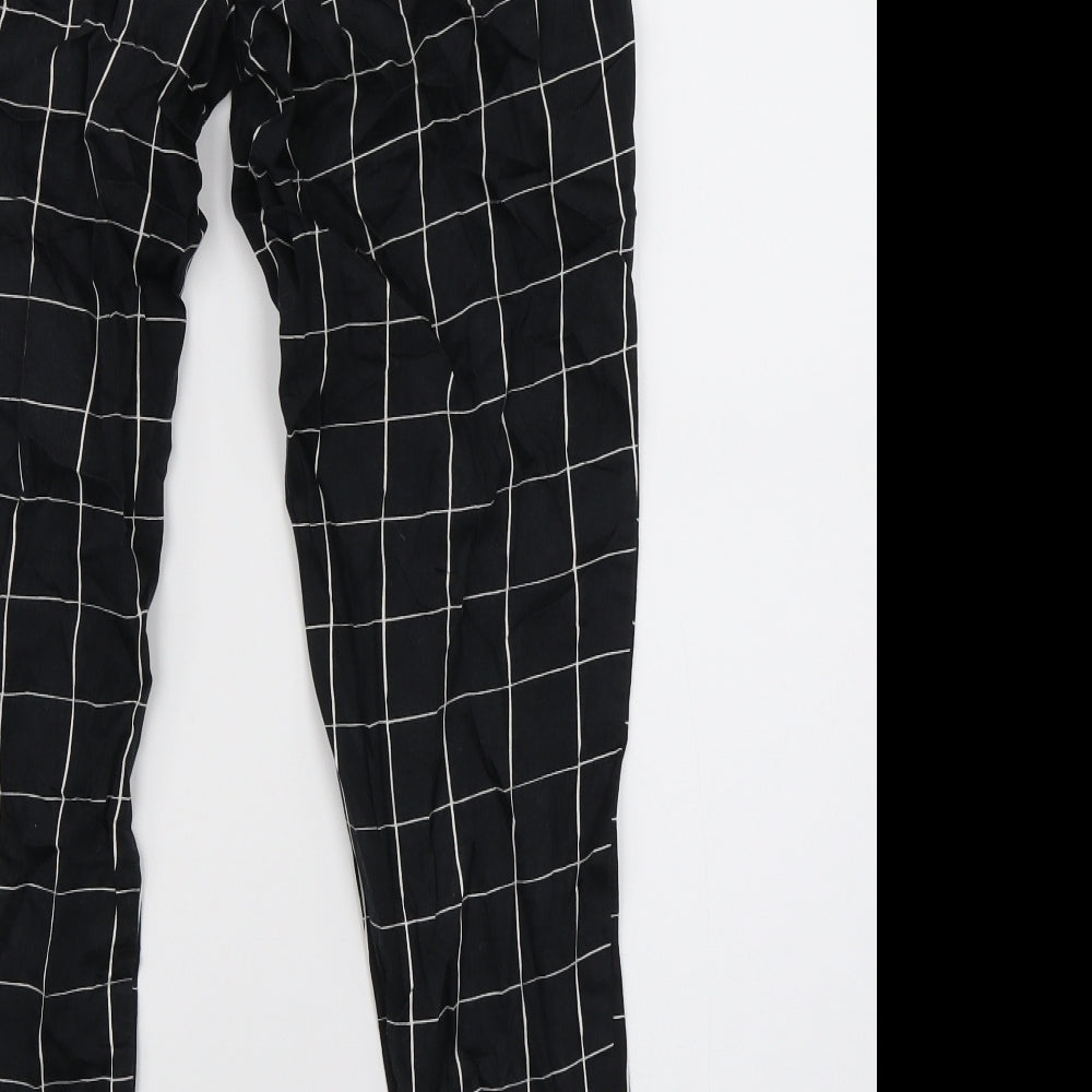 H&M Womens Black Check  Trousers  Size 6 L25 in