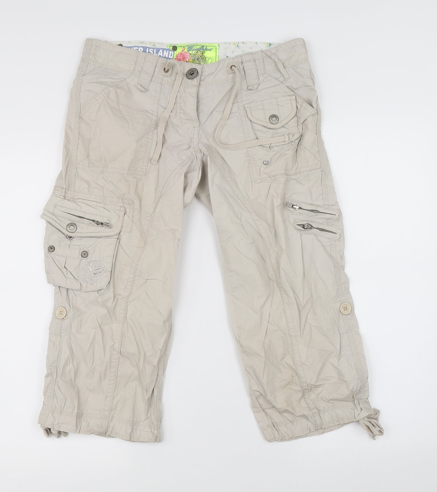 River Islang Womens Beige   Cargo Shorts Size 8