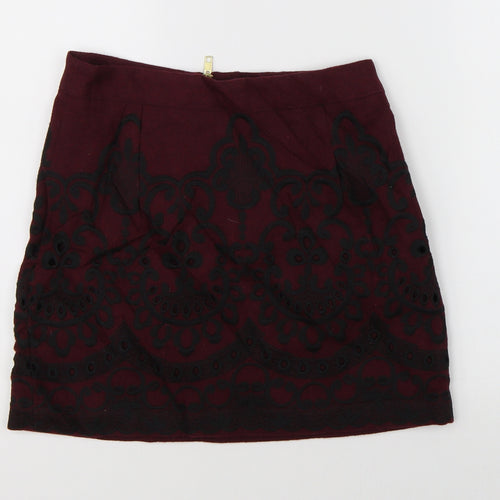 Topshop Womens Purple Floral  A-Line Skirt Size 8