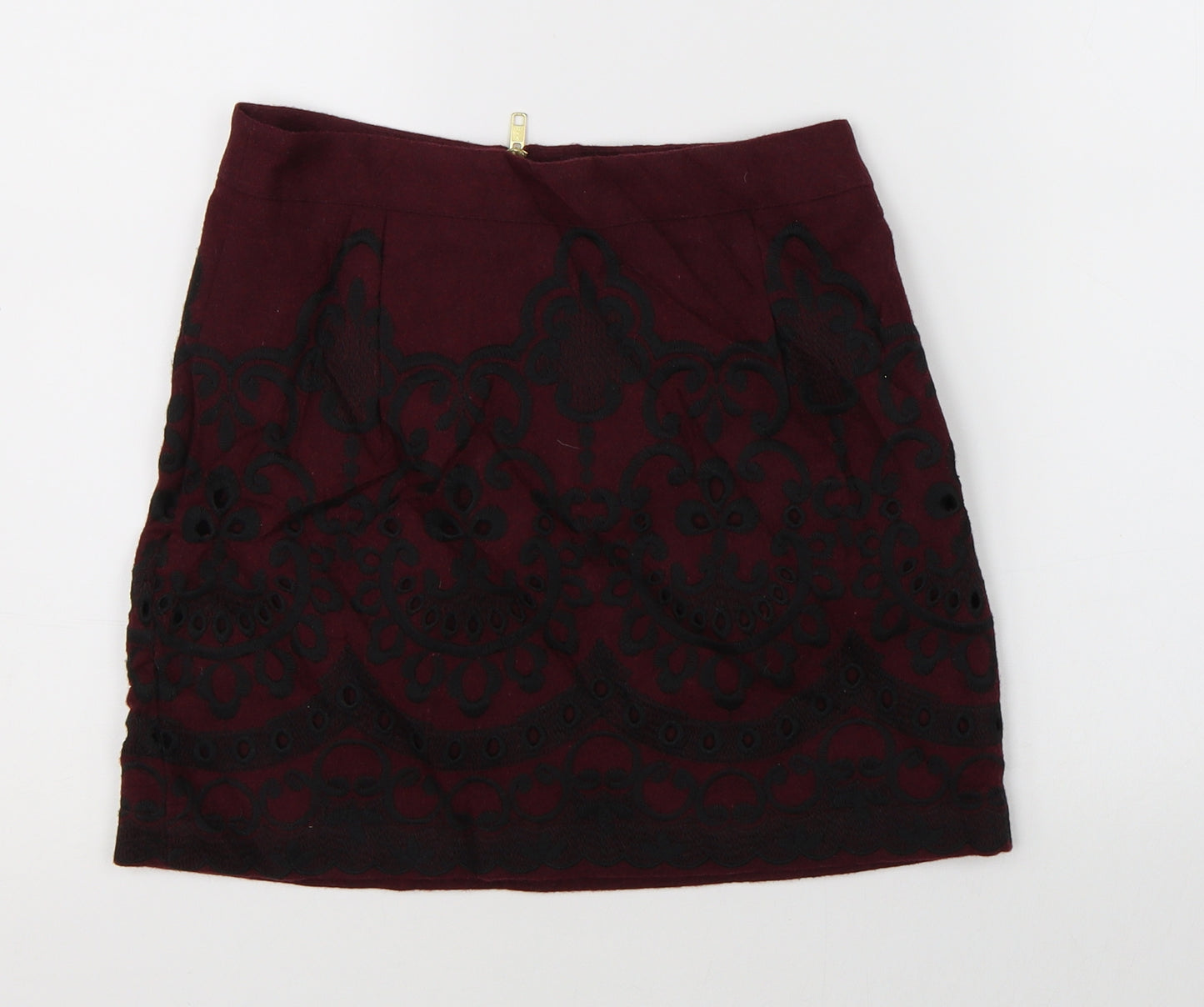 Topshop Womens Purple Floral  A-Line Skirt Size 8